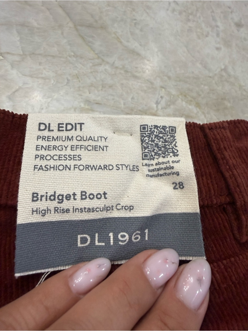 Free people DL1961 Women's Corduroy Pants in Rust Brown - Picture 2 of 4